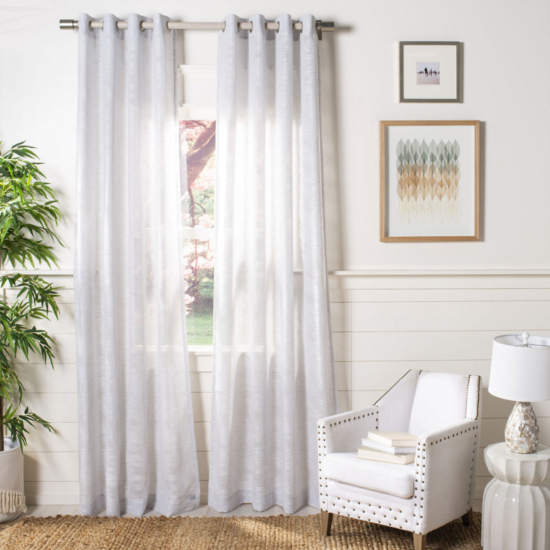 Panneau de rideau simple semi-diaphane avec œillets Aldonja, l 52 po x L 84 po