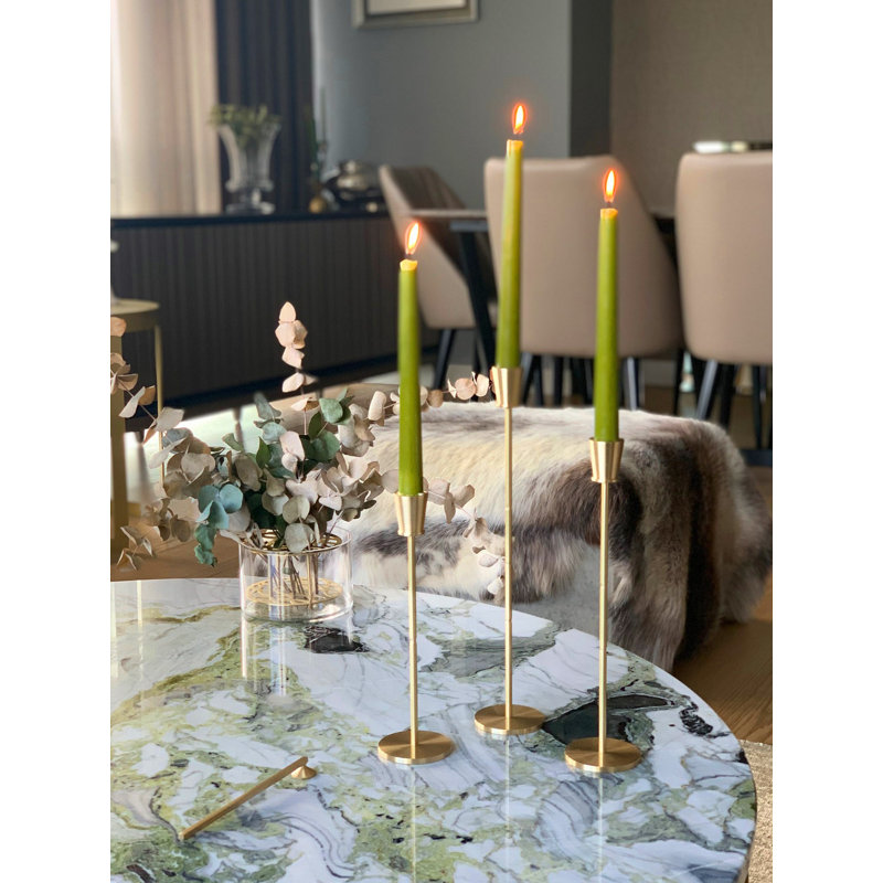 Ensemble de chandelles de table en laiton 3 pièces, H 12,6 po x l 2 po x P 2 po