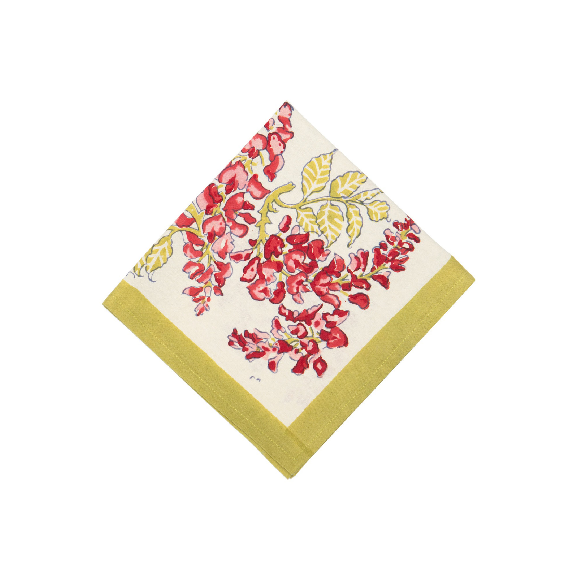 Kappa 100% Cotton Floral Square Napkin, Pink/Green