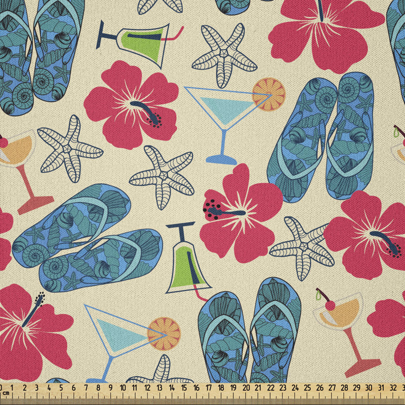 Tissu Flip Flop par The Yard, sandales de cocktail et de plage, exotique Summers Hibiscus, l 90 po x L 108 po