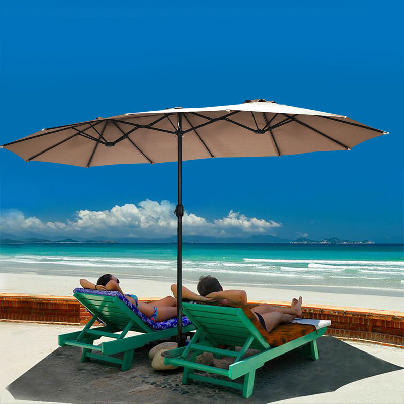 Sermin 15' Rectangular Market Umbrella, Coffee