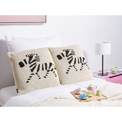 Javier Animal Print Beige Square Cushion
