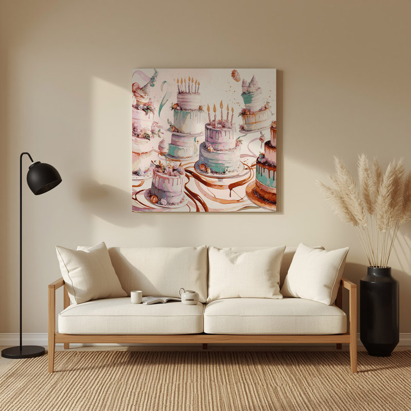Dessert, gâteau d'anniversaire, art mural gris en métal, H 32 po x l 32 po