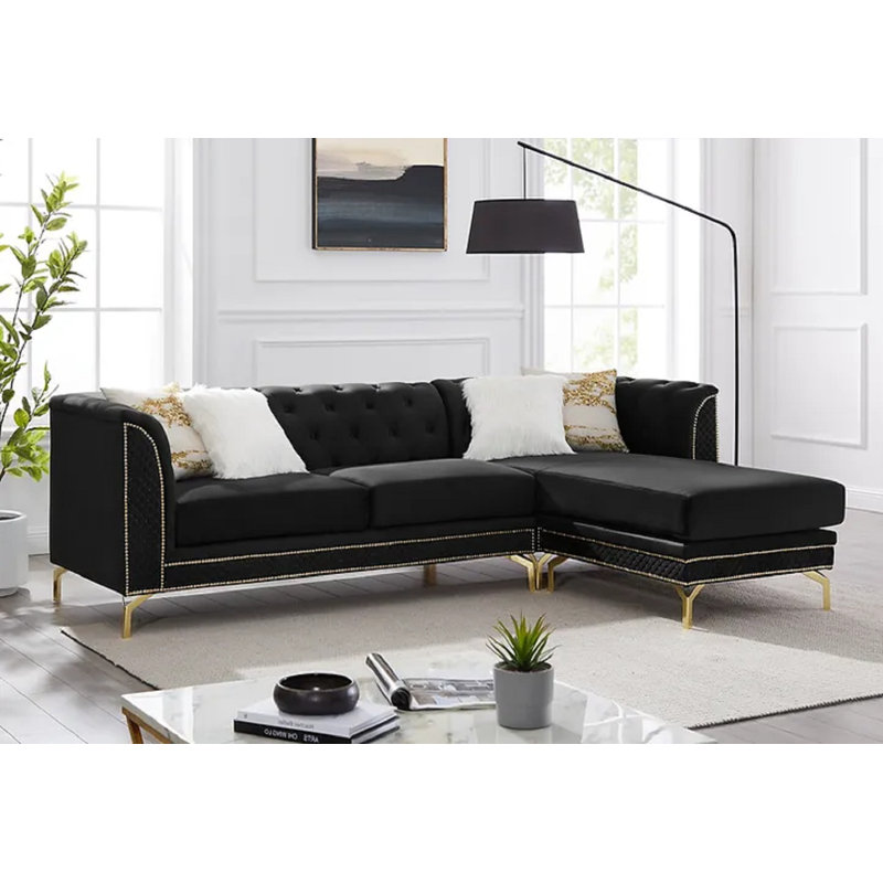 Canapé modulaire Naia, Velours noir