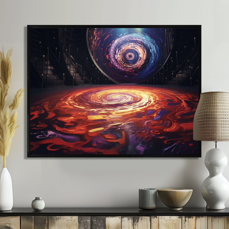 Spirale galaxie cosmique tourbillons - espace, paysages, art mural, salon, Toile avec cadre flottant noir