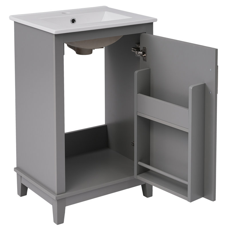Petit meuble-lavabo moderne de 20 pouces avec lavabo en céramique - 20 * 15,5 * 33,3 pouces