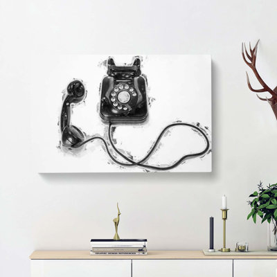 Vintage Telephone In Abstract - Wrapped Canvas