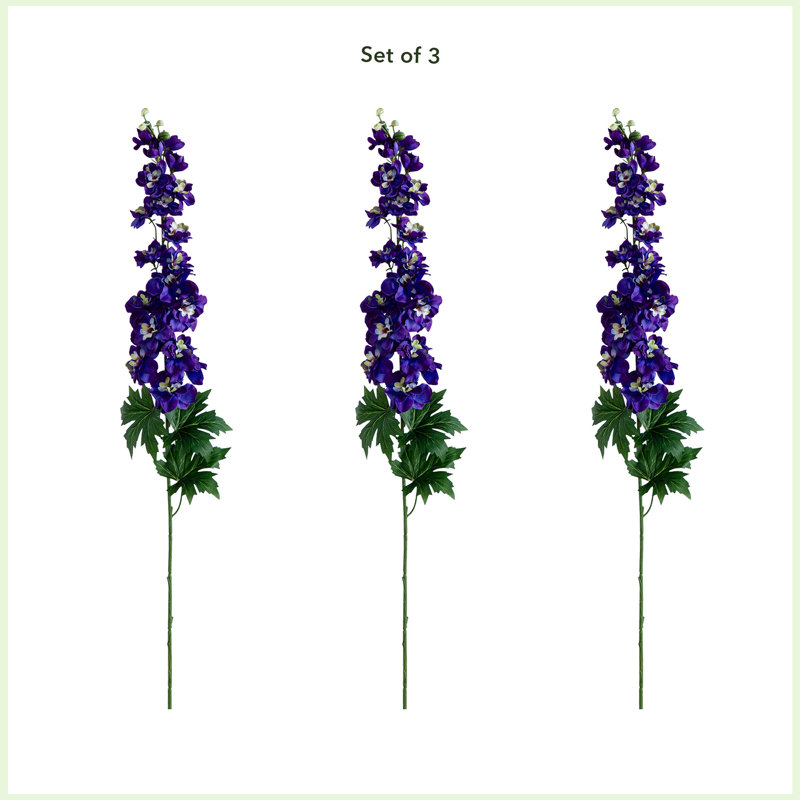 Weatherhill 39in. Artificial Delphinium Flower Stems, Set of 3, Blue