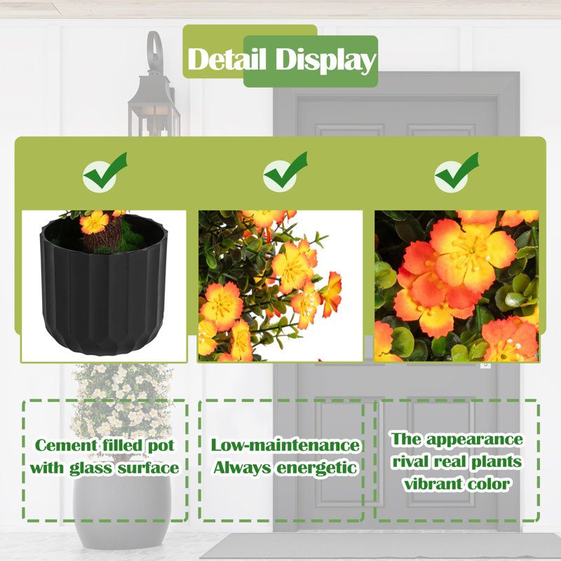 38 po en fausse fleur de prunier en pot (ensemble de 2), Orange