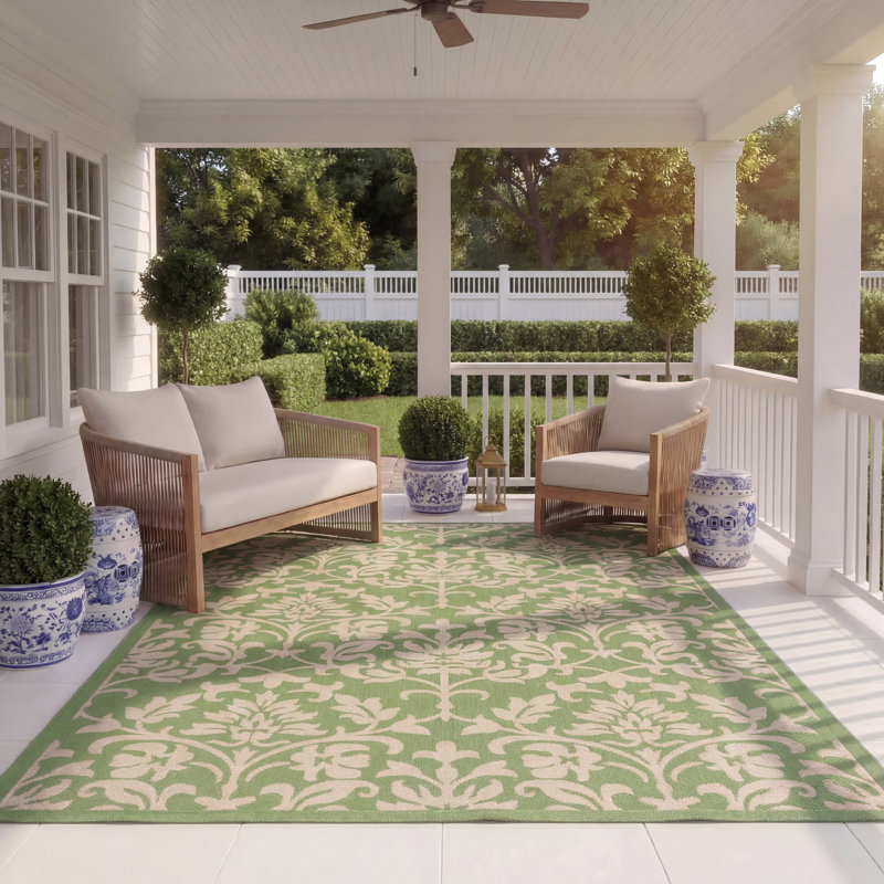 Davonia Performance Damask Indoor/Outdoor Area Rug, Rectangle 8' x 11'