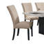 Superbe table à plateau en marbre avec 6 chaises d'appoint en tissu beige, ensemble de salle à manger 7 pièces, meubles en bois noir