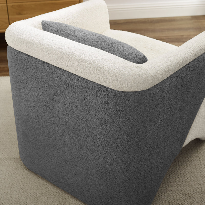 Bleier Upholstered Barrel Chair, White/Gray
