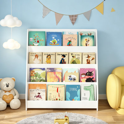 4-Tier Kids Bookshelf, Toddler Book Display Shelves