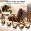 Fauteuil d'appoint en chenille avec dossier réglable à 5 positions, accoudoirs en bois d'hévéa, fauteuil de loisir d'intérieur-680098292