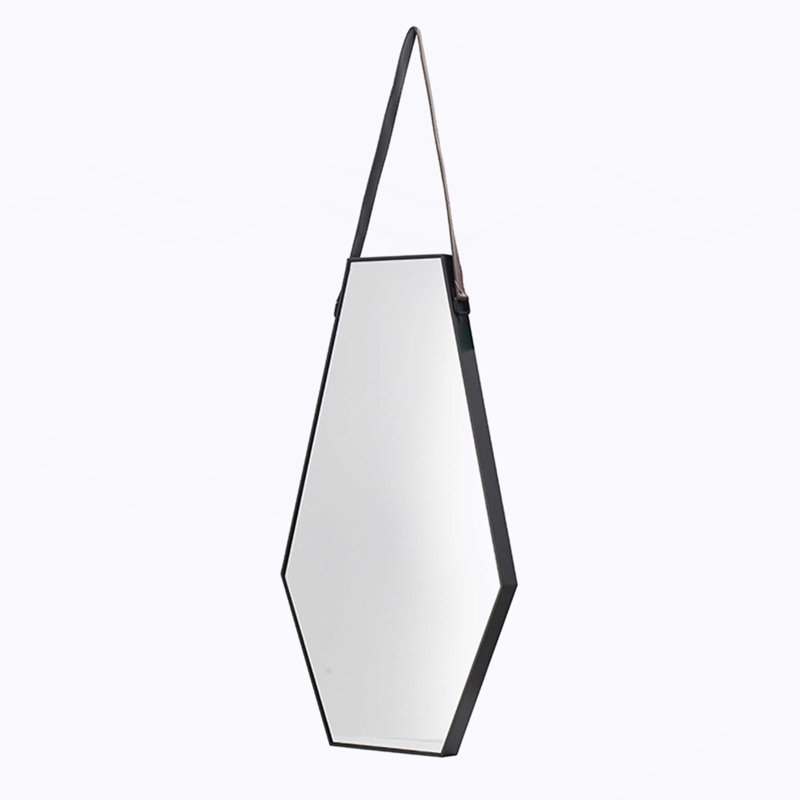 Wall Mirror with Hanging Leather Strap