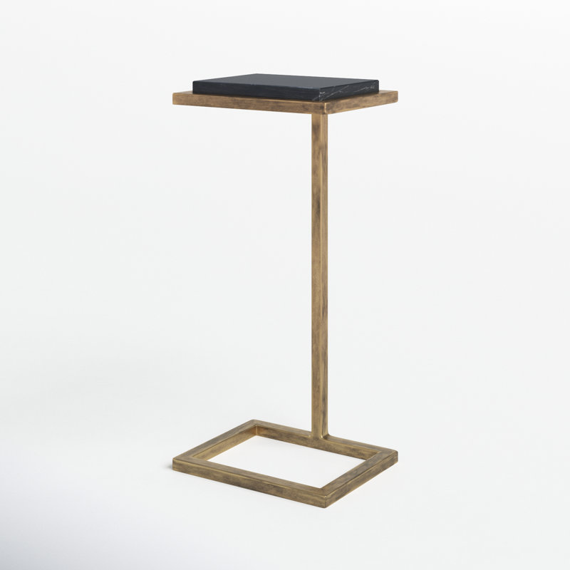 Deux End Table, Black Marble/Aged Gold
