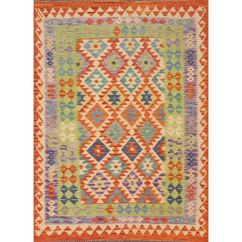 Tapis oriental géométrique Kilim 5 x 6