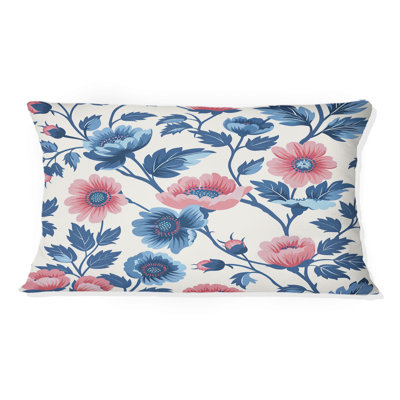 Coussin lombaire à fleurs bleues et florales VI