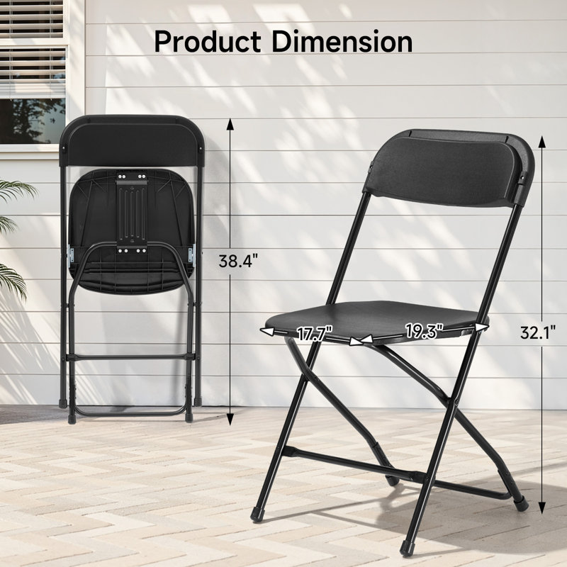 Alverta, ensemble de 10 chaises pliantes, chaise d'appoint de salle à manger en plastique robuste d'une capacité de 550 lb