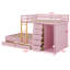 Lit superposé en bois avec petite armoire et 2 grands 5 petits tiroirs de rangement-607098125