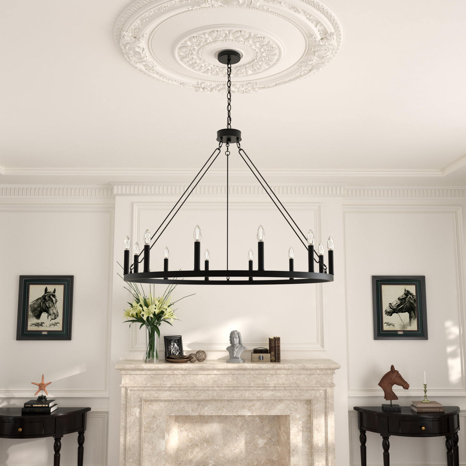Madalyn 12-Light Chandelier, Aged Zinc