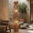 Sucher 47 in. Brass Finish Boho 2-Light Dimmable Standard Floor Lamp Living Room with Modern Natural Rattan Round Shade