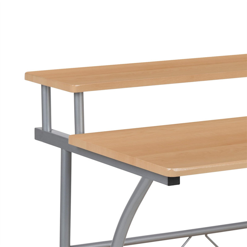 Calles Metal Base Computer Desk, Natural