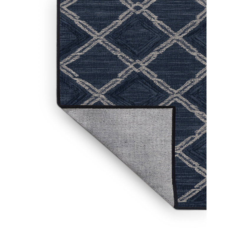 Tapis gris en treillis lavable à la machine, Rond 6 pi