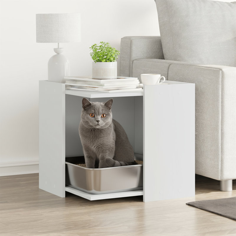 Engineered Wood Litter Box Enclosure, 51cm H x 53cm W x 53cm D, White