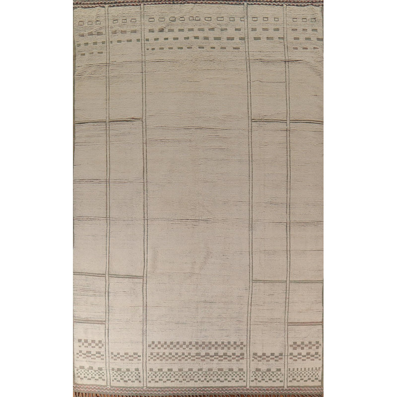 Grand tapis marocain moderne en laine fabriqué à la main 10 x 16