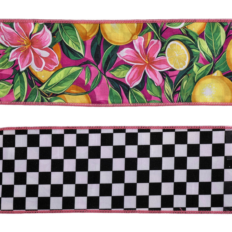 Ruban de Dupion citron tropical 4 po X10Y