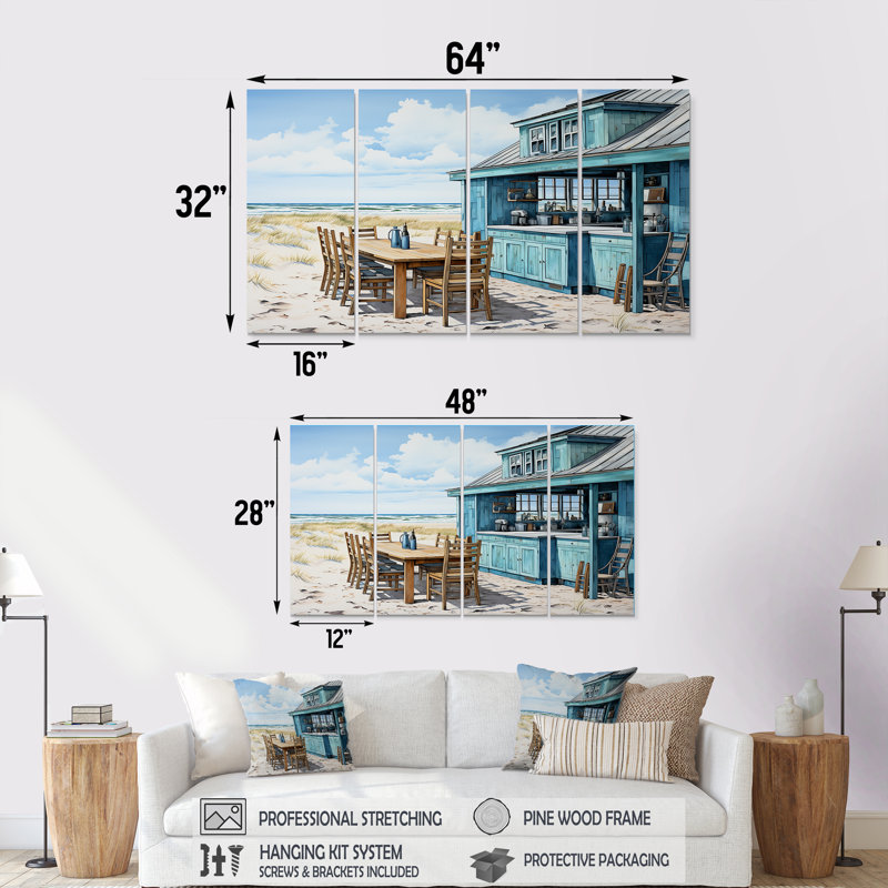 Ensemble de 4 pièces d'art mural Oceanfront Beach, H 28 po x l 48 po