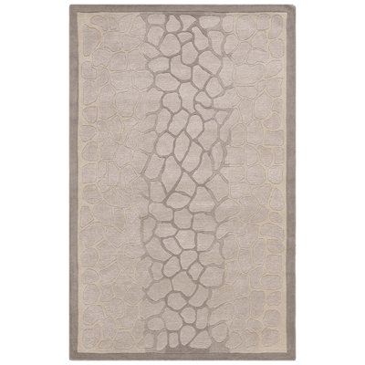 Jamon Martha Stewart Hand Tufted Wool/Viscose Animal Print Rug in Sharkey Gray