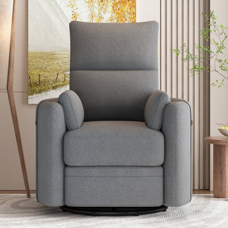 Fauteuil inclinable pivotant avec deux coussins amovibles, Mélange de lin gris foncé