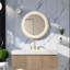 Meuble-lavabo moderne 48 po avec lavabo et rangement, blanc et bois de Carrare, Essential