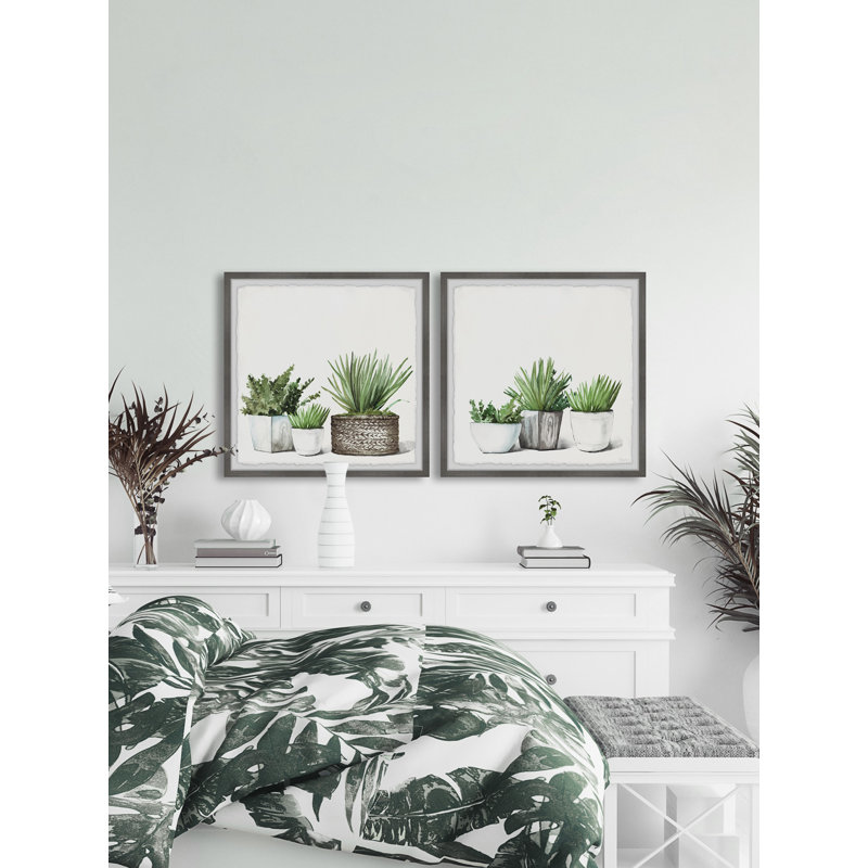 Magnifiques diptyques verts, L 18 po x H 18 po