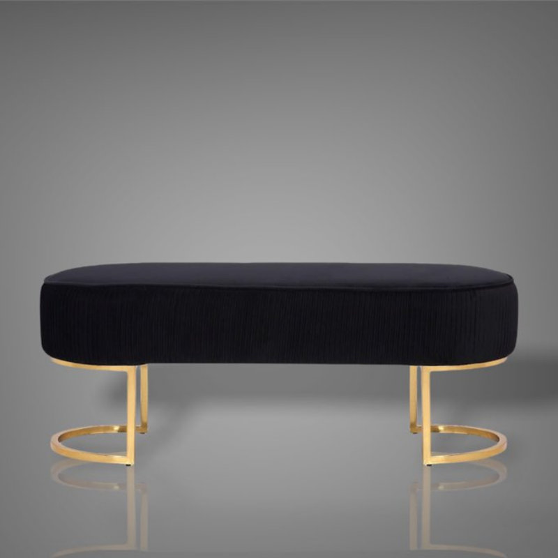 Bama Soft Velvet Bench with Golden Legs, Black