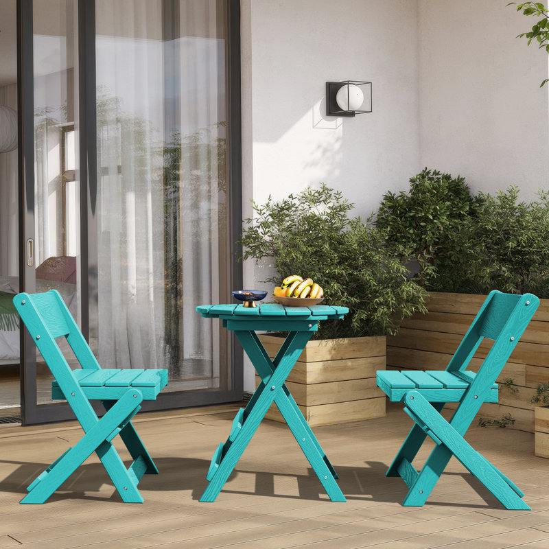 Ensemble repas d'extérieur pliant pour 2 personnes, Bleu