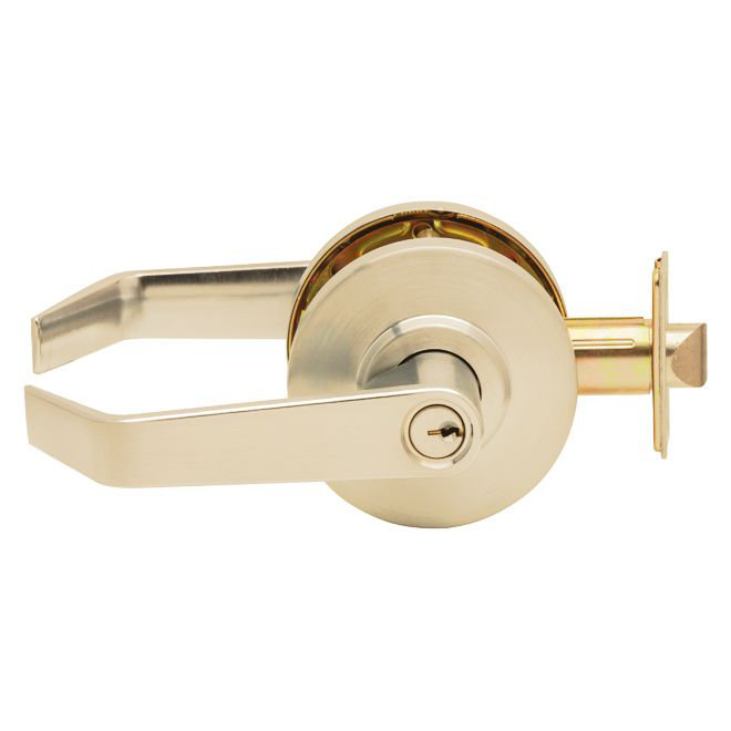 C2000CLRMR605KDC Classroom Grade 2 Regular Lever Non Clutching Cylindrical Lock With C Keyway; 2-3/4" Backset; And ANSI Strike Bright Brass Finish