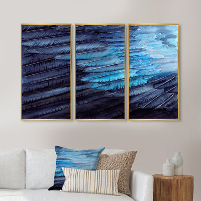 «Fragment of a Blue Bird Wing», reproduction sur toile flottante 3 pièces
