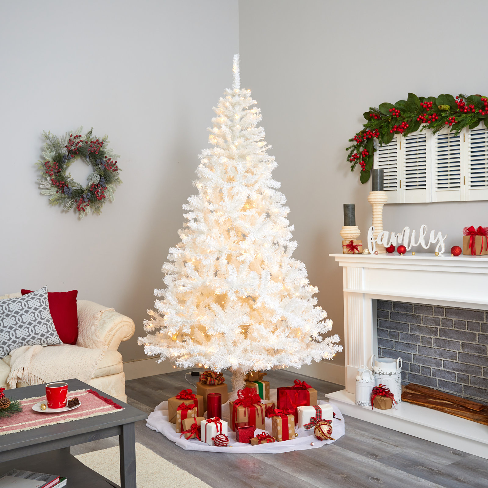 Lighted Artificial Christmas Tree, 7.5' H