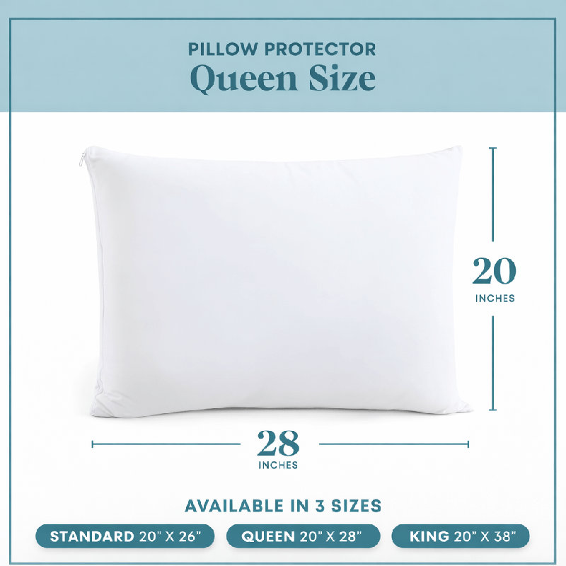 Waterproof Pillow Protectors with Hidden Zipper, Soft and Breathable Pillow Covers (Set of 4), 4, Queen