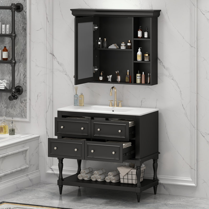 Tham Bathroom Cabinet, Matte Black