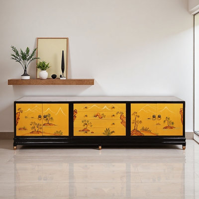 French-style Retro Yellow Storage TV Cabinet