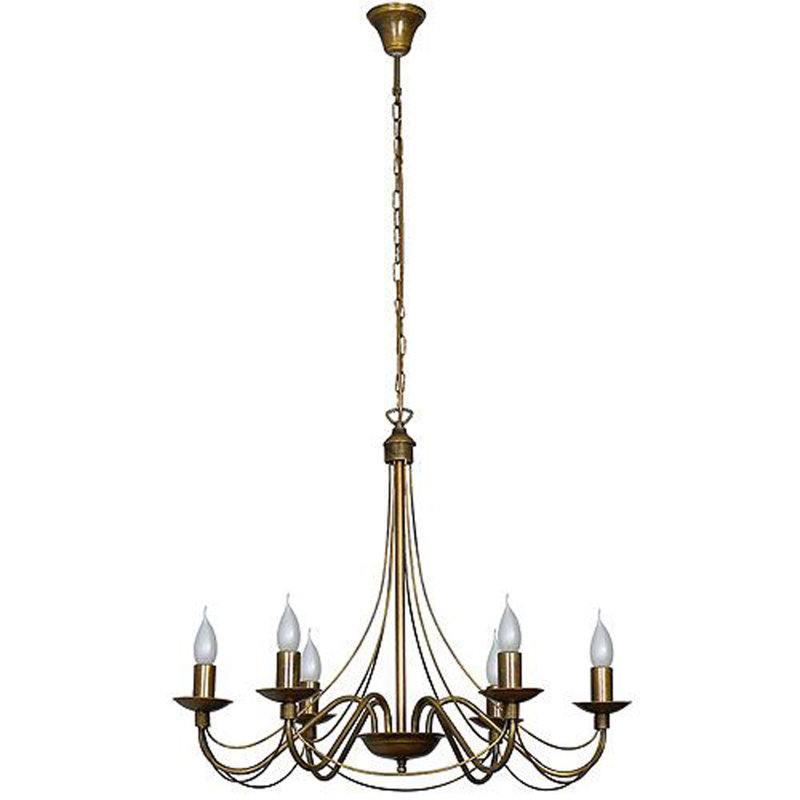 Henrietta 6 - Light Candle Style Chandelier, Old Gold