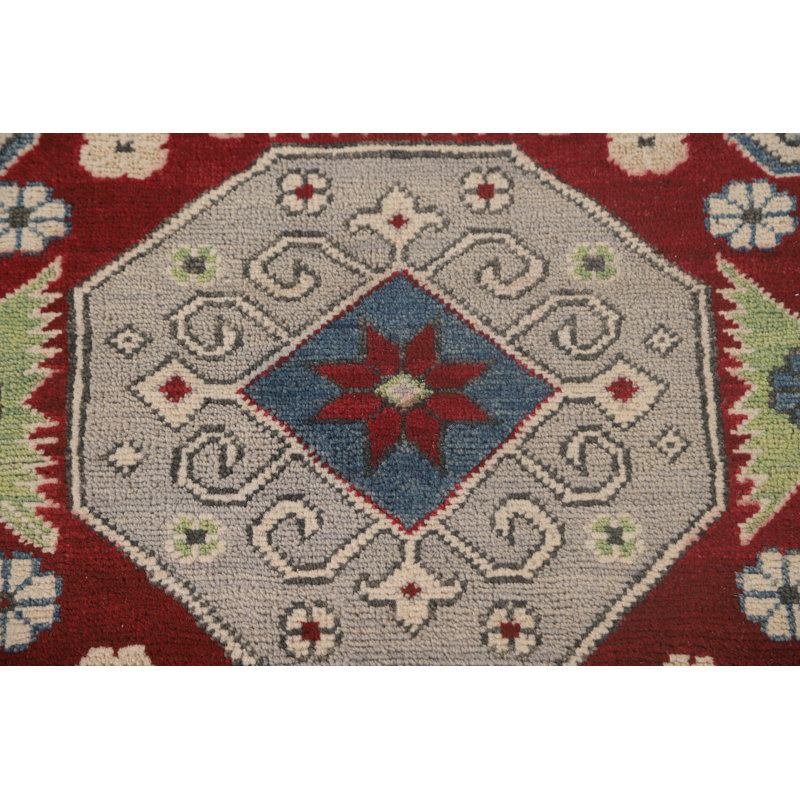 Gray Geometric Kazak Oriental Area Rug 10x13
