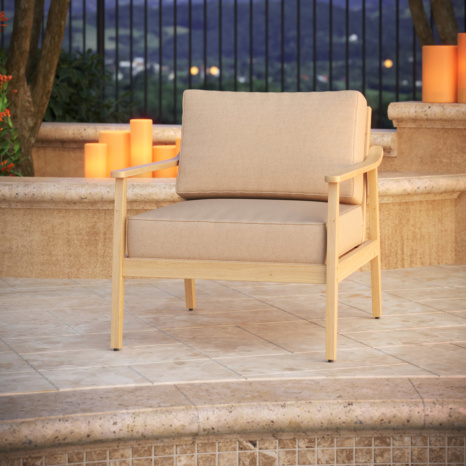 Lani Outdoor Sunbrella Seat/Back Cushion, Antique Beige Sunbrella® Canvas