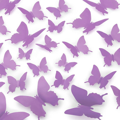 Décoration murale 3D Zulay Home - 24 pièces de décorations de papillons avec 3 tailles différentes
