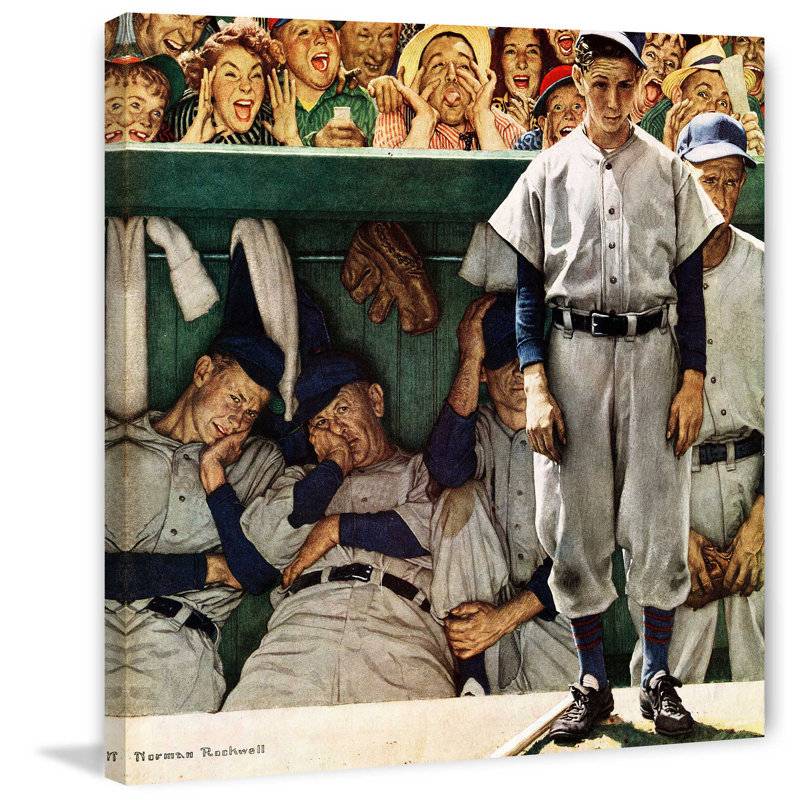 « the dugout » par norman rockwell, reproduction d’art sur toile tendue, H 18 po x l 18 po