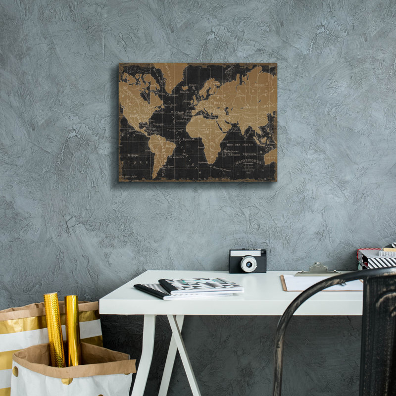 "Epic Graffiti" Mappemonde Borderless "par Pela Studio, art mural sur toile, H 12 po x l 16 po x P 0,75 po